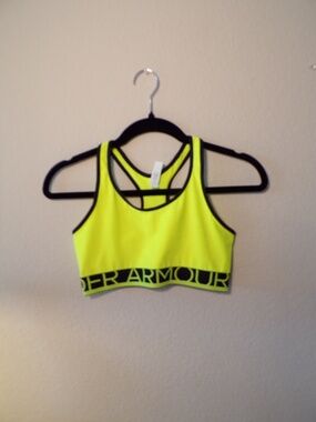 Under Armour HeatGear Women's Medium Neon Yellow/Hi-Vis Compression Sports Bra